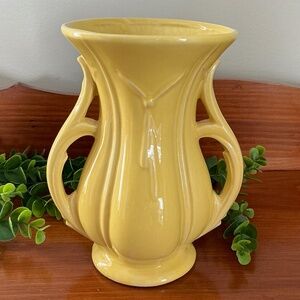 McCOY Vintage Yellow Double Handled Art Pottery Vase